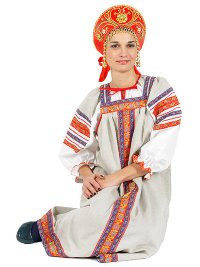 Русский народный костюм "Забава", серый льняной комплект, размер XL-XXXL 