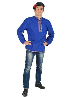 Мужская косоворотка льняная, цвет синий, размеры XS-XXL Рубаха в традиционном русском стиле. Ткань лен.Размеры 46-56