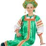 Русский народный костюм "Василиса", зеленый атласный комплект
