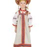 Русский народный костюм "Забава" детский, льняной серый комплект, 1-6 лет