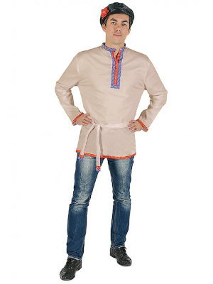Мужская косоворотка льняная, цвет серый, размеры 3XL-5XL Рубаха в традиционном русском стиле. Ткань лен.Размеры 58-70