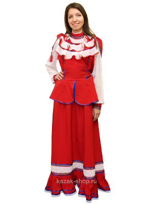 Женский казачий костюм красный Комплект из блузки и юбки
